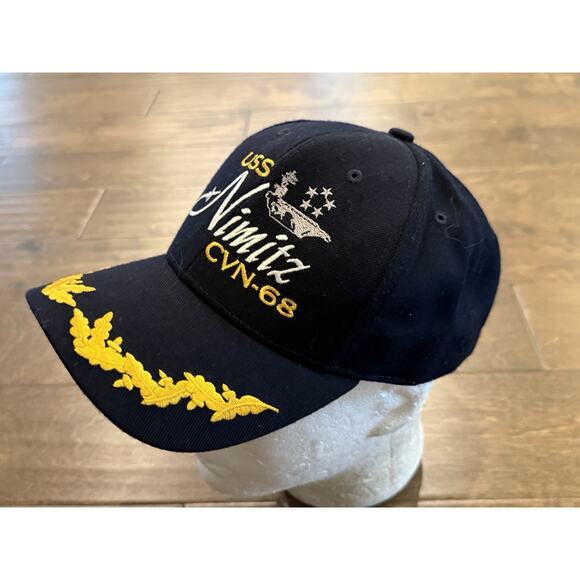 The Corps USS Nimitz CVN 68 Logo Mens Blue Adjustable Strapback Hat Baseball Cap - Picture 3 of 7